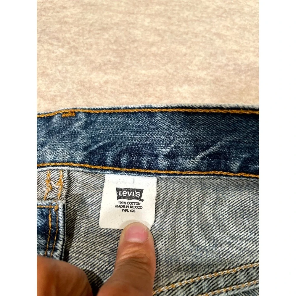 Levis 501 Original Fit Jeans Mens 36x32 Blue Denim Cotton High Rise Straight Leg